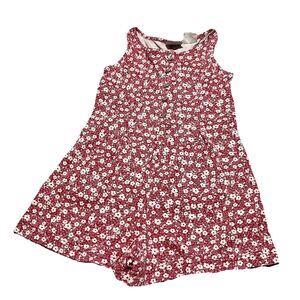 Max Active Red Floral Vintage Shortalls Romper Sleeveless Girls Size 6X Cottage